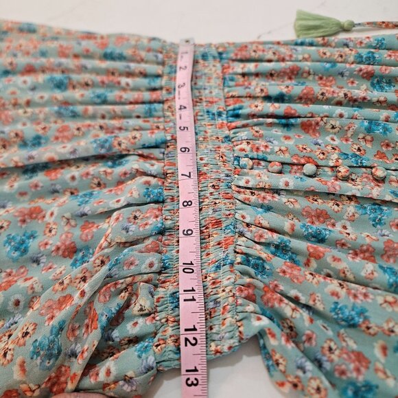 Allison NY Anthropologie Floral Smocked Hazel Cottagecore Maxi Green Dress Small - Picture 11 of 13